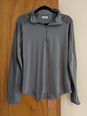 Columbia Gray Quarter-Zip Pullover Hoodie With Thumb Holes